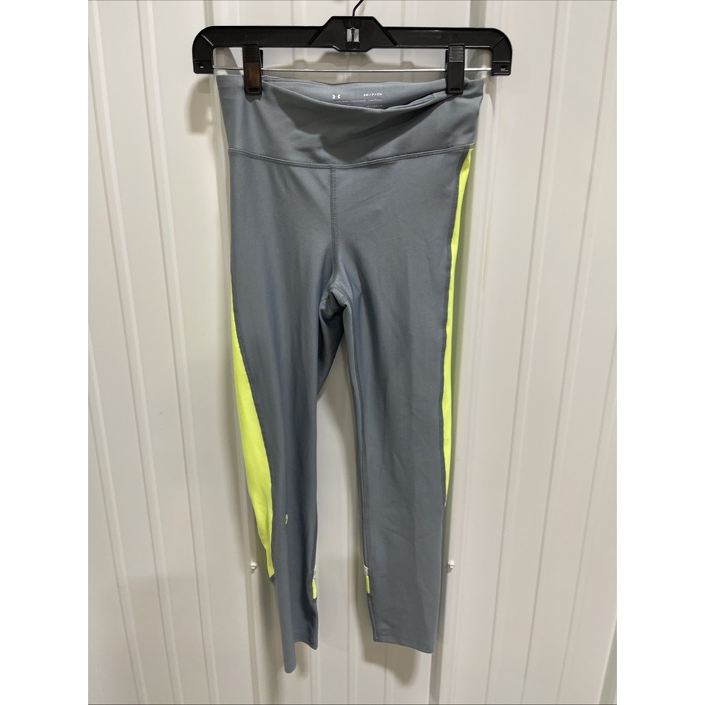 Under Armour Women's HeatGear Side-Stripe Compression Leggings Small Gray